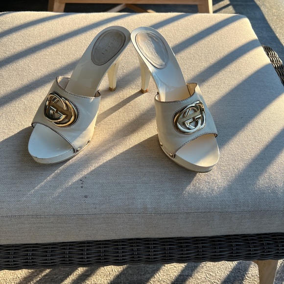 Gucci beige hi heel slide in sandals size 8 - Picture 7 of 12